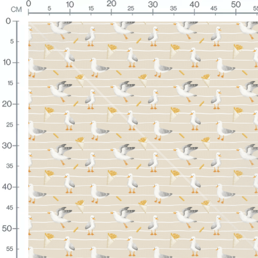 Tissu - Mouettes et frites