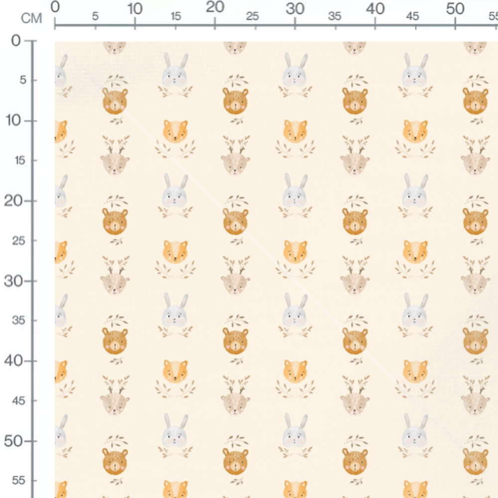 Tissu - Animaux de forêt pastel