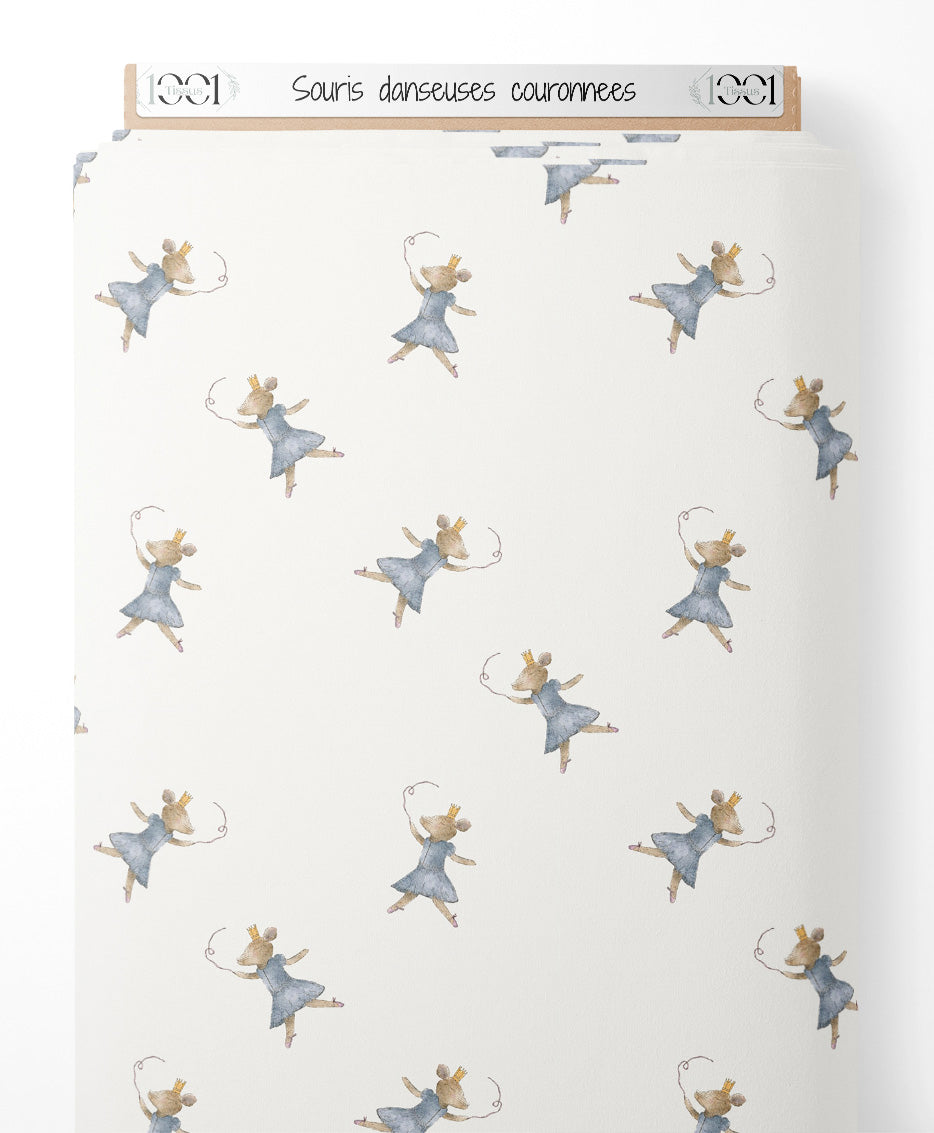 Tissu - Souris danseuses couronnées