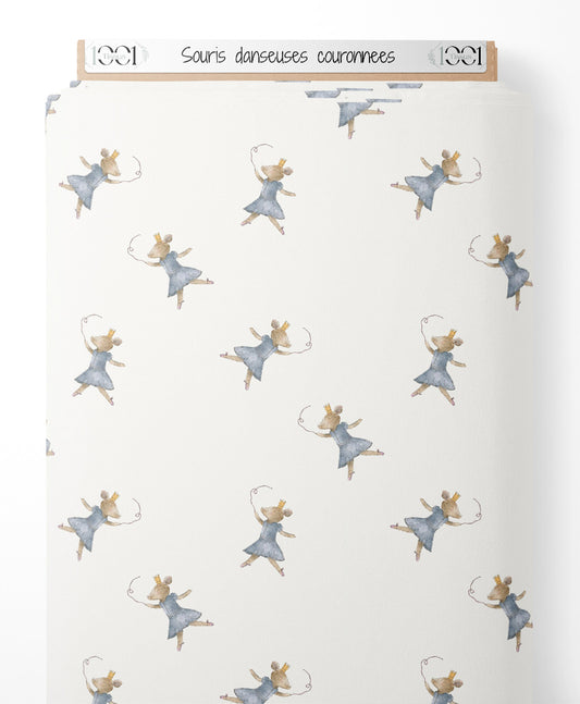 Tissu - Souris danseuses couronnées