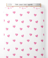 Tissu - Petits cœurs roses aquarelle