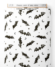 Tissu - Chauves-souris et lunes noires