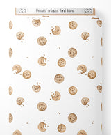 Tissu - Biscuits croqués fond blanc