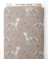 Tissu - Loups chantants sur fond beige