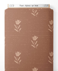 Tissu - Fleurs stylisées sur brun