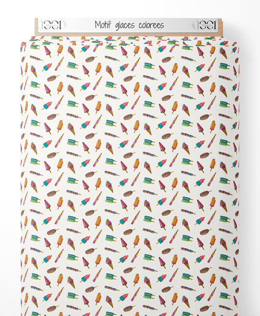 Tissu - Motif glaces colorées