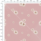 Tissu - Marguerites blanches sur rose
