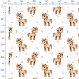 Tissu - Petits chevaux fleuris