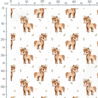 Tissu - Petits chevaux fleuris