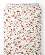 Tissu - Fleurs roses et brunes délicates 4