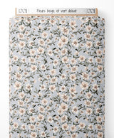 Tissu - Fleurs beige et vert délicat
