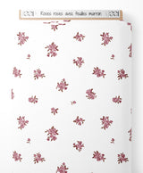 Tissu - Roses roses avec feuilles marron