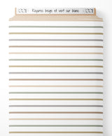 Tissu - Rayures beige et vert sur blanc