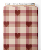 Tissu - Carreaux et cœurs rouges