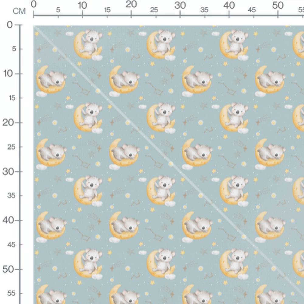 Tissu - Koalas sur lunes jaunes