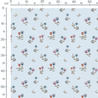 Tissu - Fleurs pastel sur bleu clair