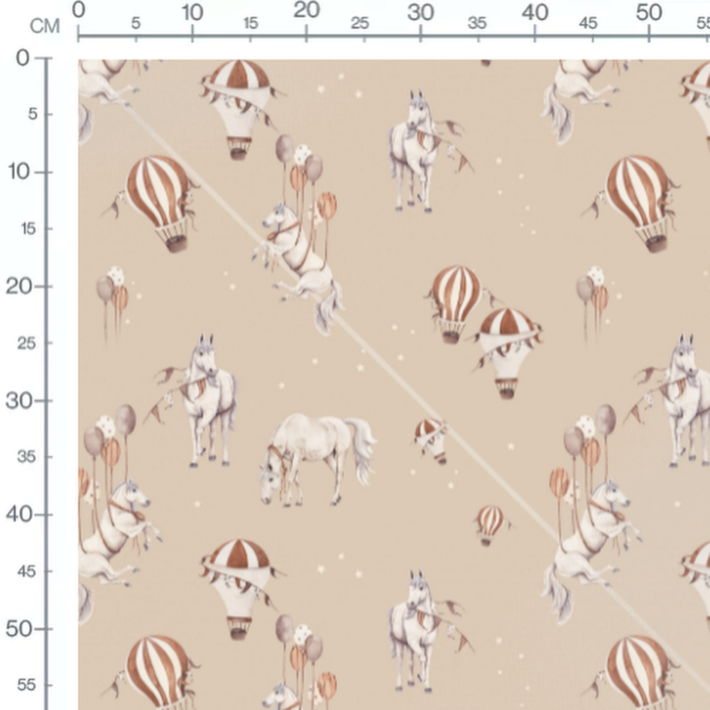 Tissu - Chevaux et ballons colorés