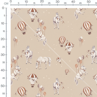 Tissu - Chevaux et ballons colorés