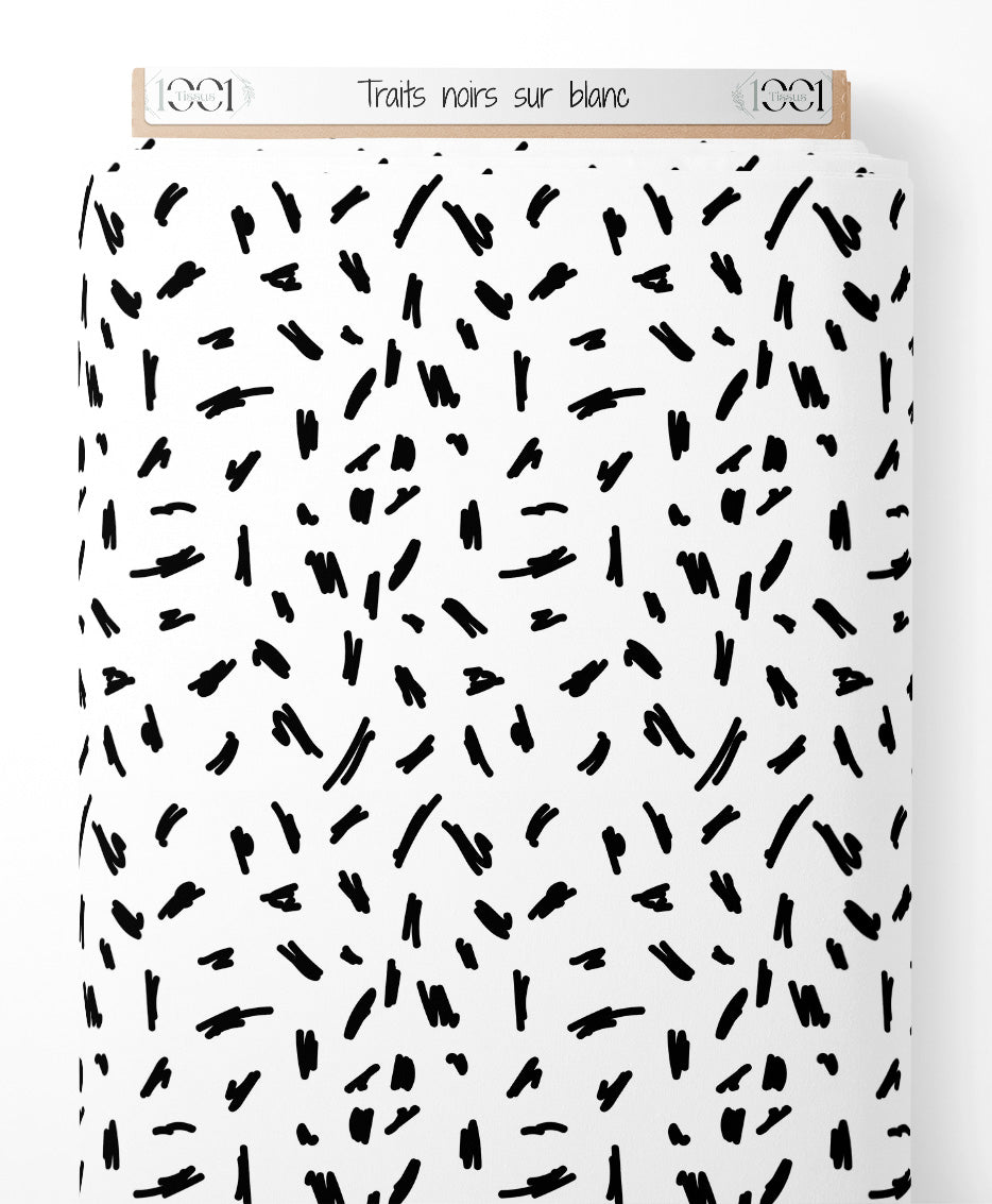 Tissu - Traits noirs sur blanc