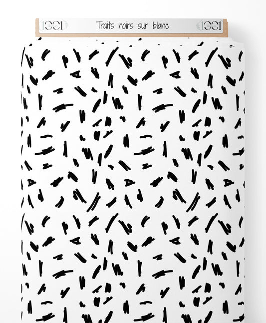 Tissu - Traits noirs sur blanc