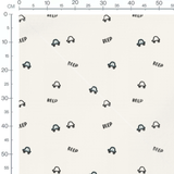 Tissu - Petites voitures et texte