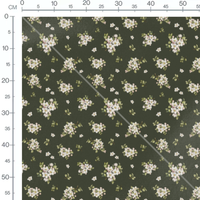 Tissu - Fleurs blanches et bourgeons roses 2