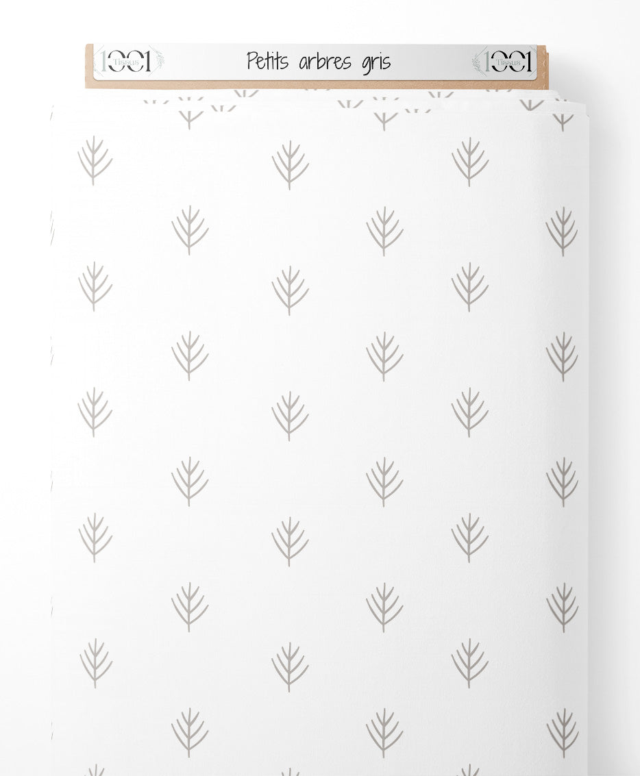 Tissu - Petits arbres gris