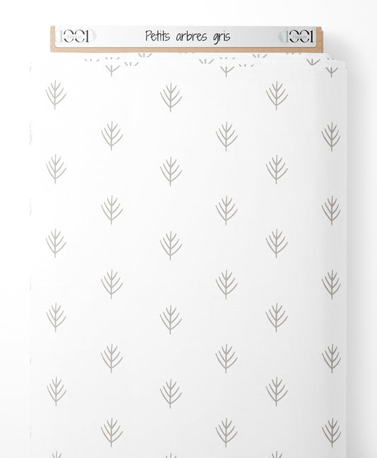 Tissu - Petits arbres gris