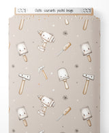 Tissu - Outils souriants pastel beige