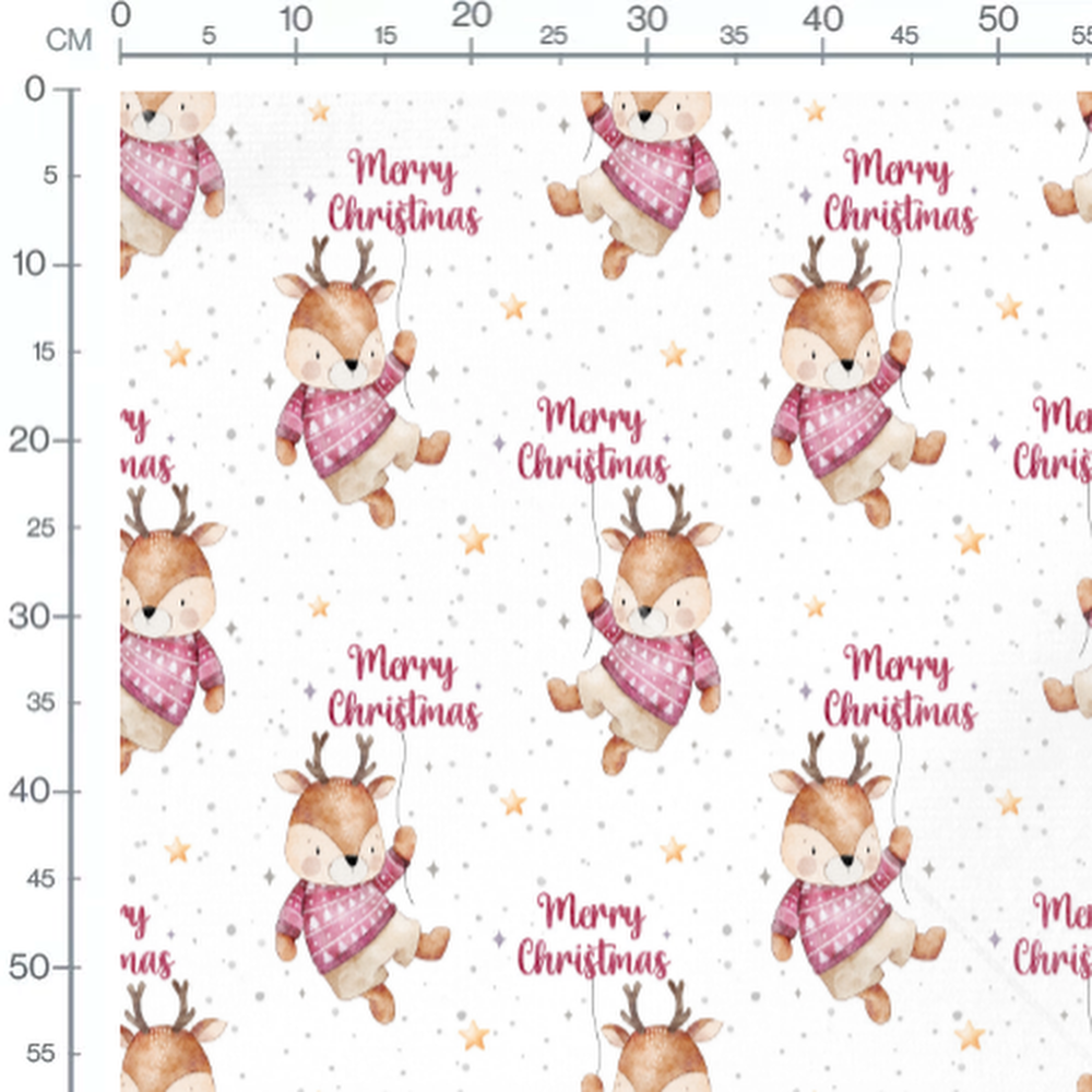 Tissu - renne de Noel pull rose