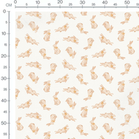 Tissu - Lapins beige avec rubans jaunes