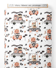 Tissu - Voitures Halloween avec personnages
