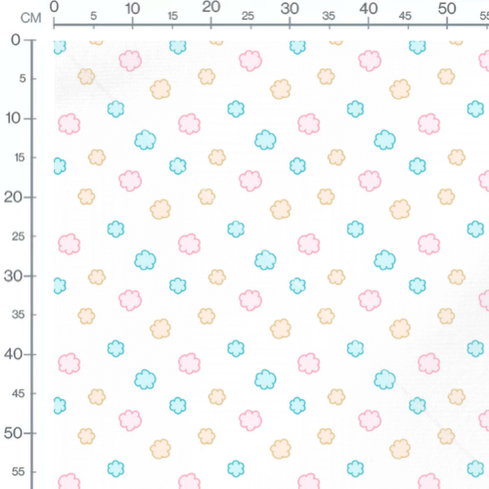 Tissu - Nuages colorés fond blanc