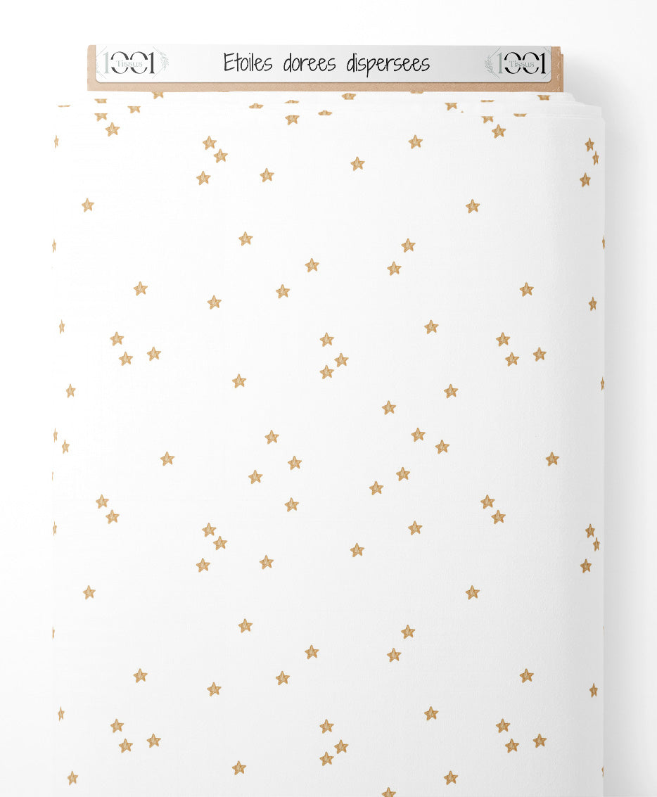 Tissu - Étoiles dorées dispersées