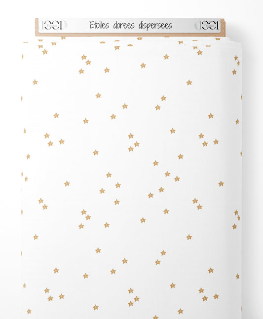Tissu - Étoiles dorées dispersées