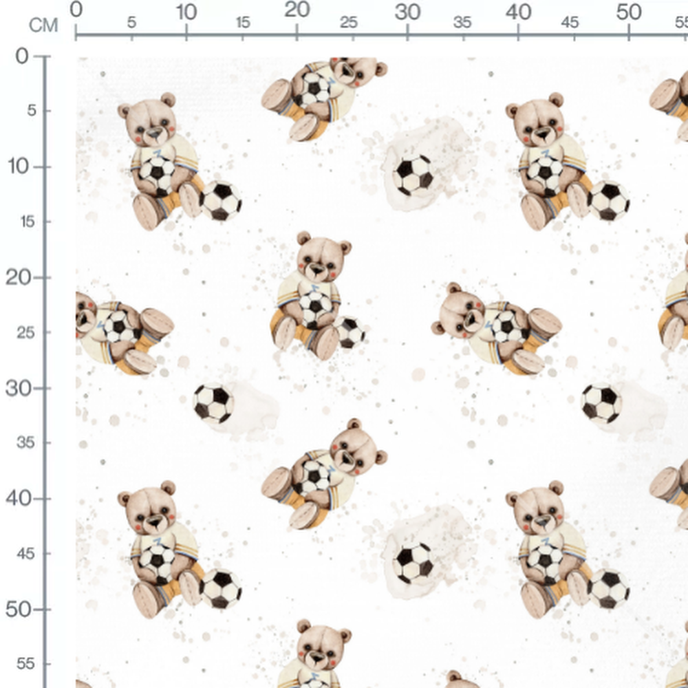 Tissu - Oursons avec ballons de football