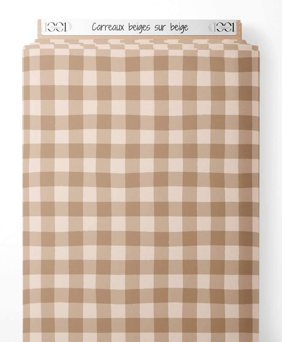 Tissu - Carreaux beiges sur beige