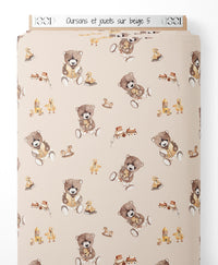 Tissu - Oursons et jouets sur beige 5