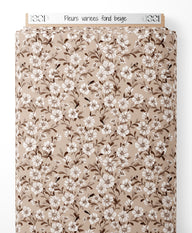 Tissu - Fleurs variées sur fond beige
