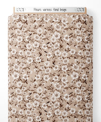 Tissu - Fleurs variées sur fond beige