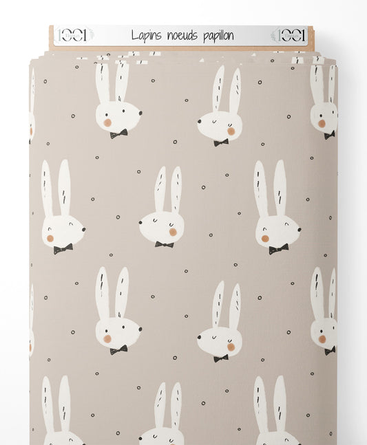 Tissu - Lapins nœuds papillon