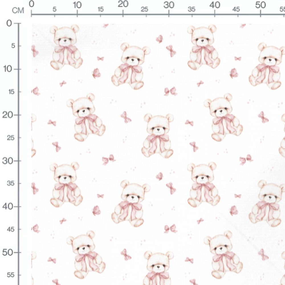 Tissu - Oursons blancs sur fond clair