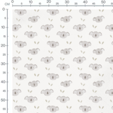 Tissu - Koalas gris et feuilles