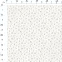 Tissu - Lettres feuillues sur blanc