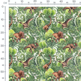 Tissu - Dinosaures et feuillages verts