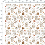 Tissu - Hérissons et lapins écoliers