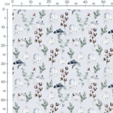 Tissu - Renards et lapins gris clair