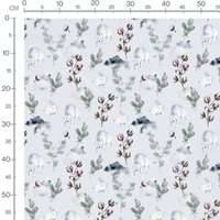 Tissu - Renards et lapins gris clair