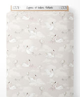 Tissu - Cygnes et ballons flottants