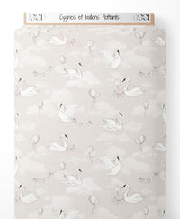 Tissu - Cygnes et ballons flottants